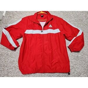 Ohio State Buckeyes Jacket Mens Medium Red Starter NCAA Football Zip VTG OSU